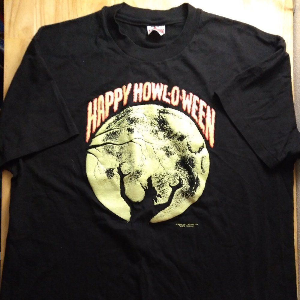 Deadstock Vintage Happy Howl-O-Ween Werewolf T-Shirt Glow In The Dark